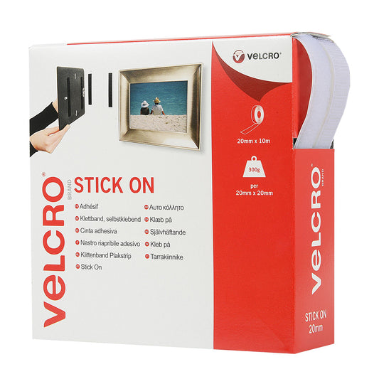 Velcro: Stick-On: 10m x 20mm: White
