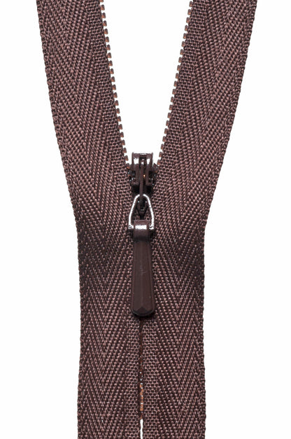 Concealed Zip: 23cm or 9": Various colours.