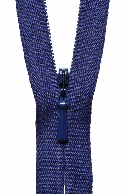 Concealed Zip: 23cm or 9": Various colours.